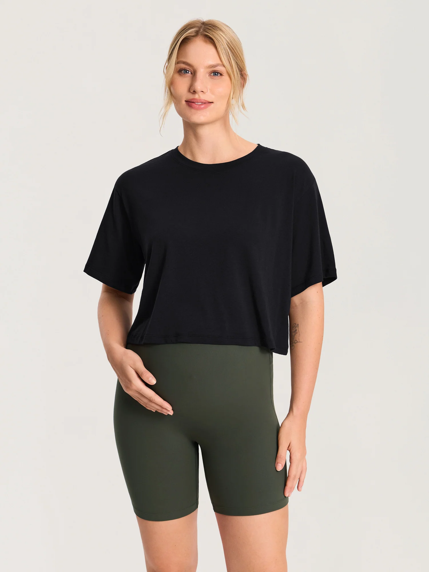 Modal Cotton Short Sleeve Loose Crop Tee - Image 6